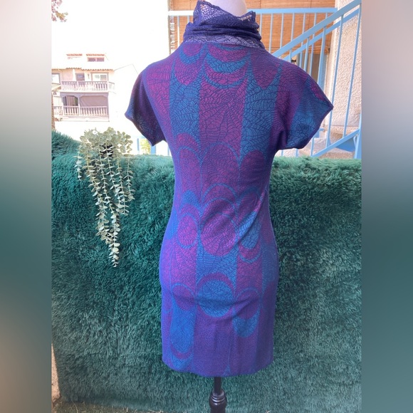 Vintage y2k Small Custo Barcelona Spiderweb Mesh Overlay Dress - Picture 4 of 10